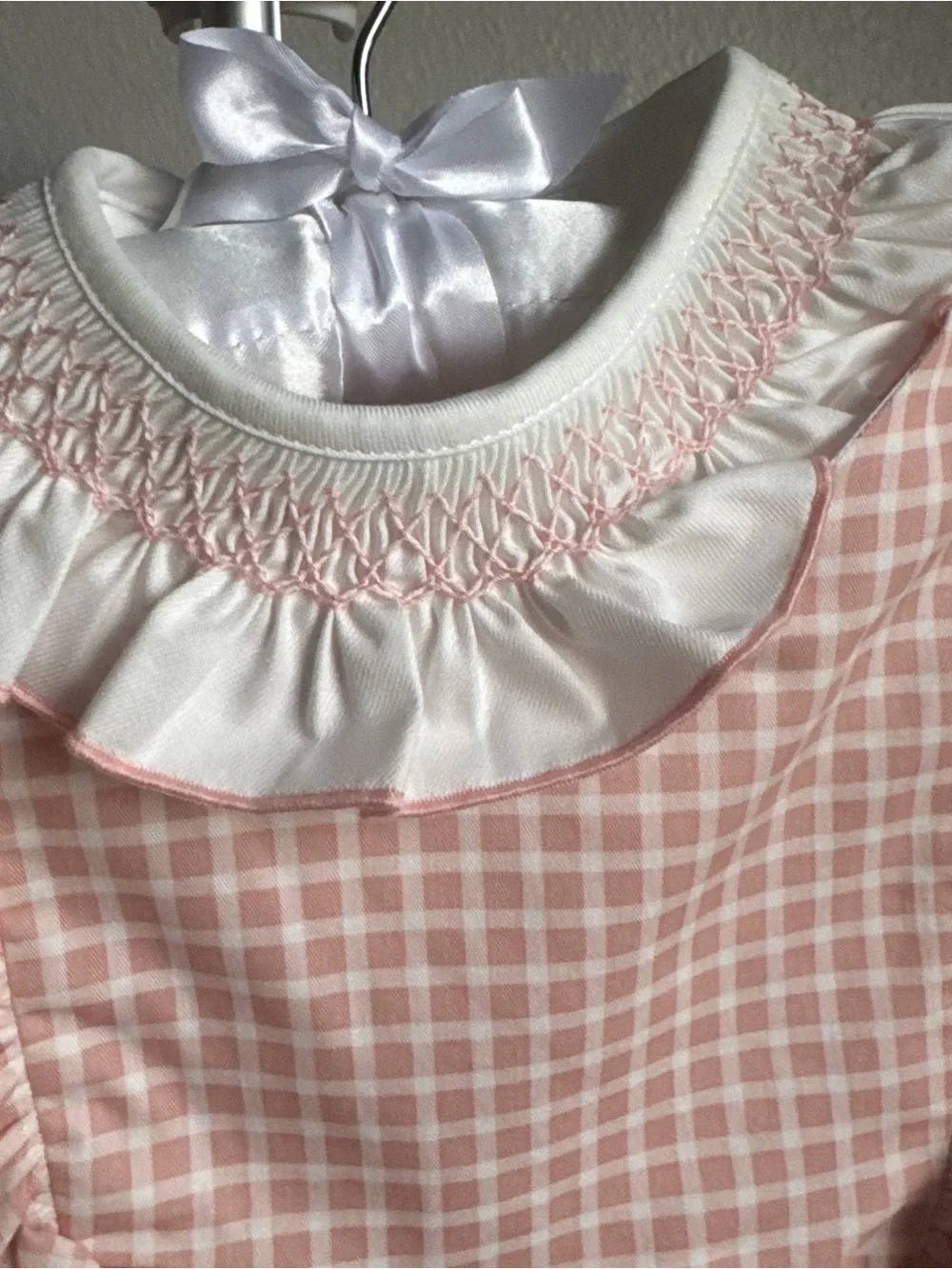 NWT Edgehill Collection Baby Girls Long Sleeve Check Side-Bow Dress Sz 6X